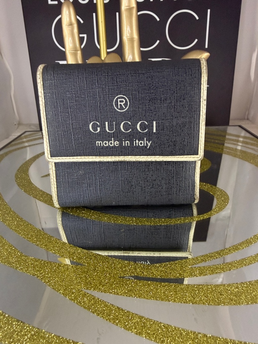 Gucci Black and Cream Small Logo Pouch